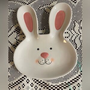 Ceramic Bunny Shaped Plate, Seasonal Service Wear For Easter Painted Face,  Ears